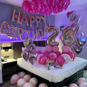 Romantic Room Birthday Surprise – Pink & Silver Theme