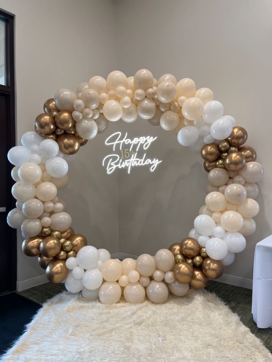 Elegant Neutral Balloon Ring Backdrop
