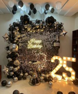 Black & Silver Luxe Birthday Setup
